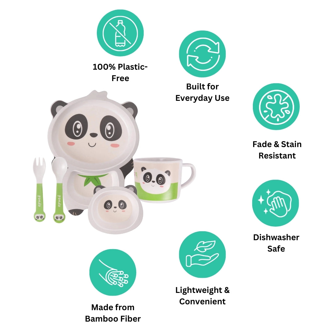 Playful Panda Bamboo Kids Dinner /Feeding Set of 5