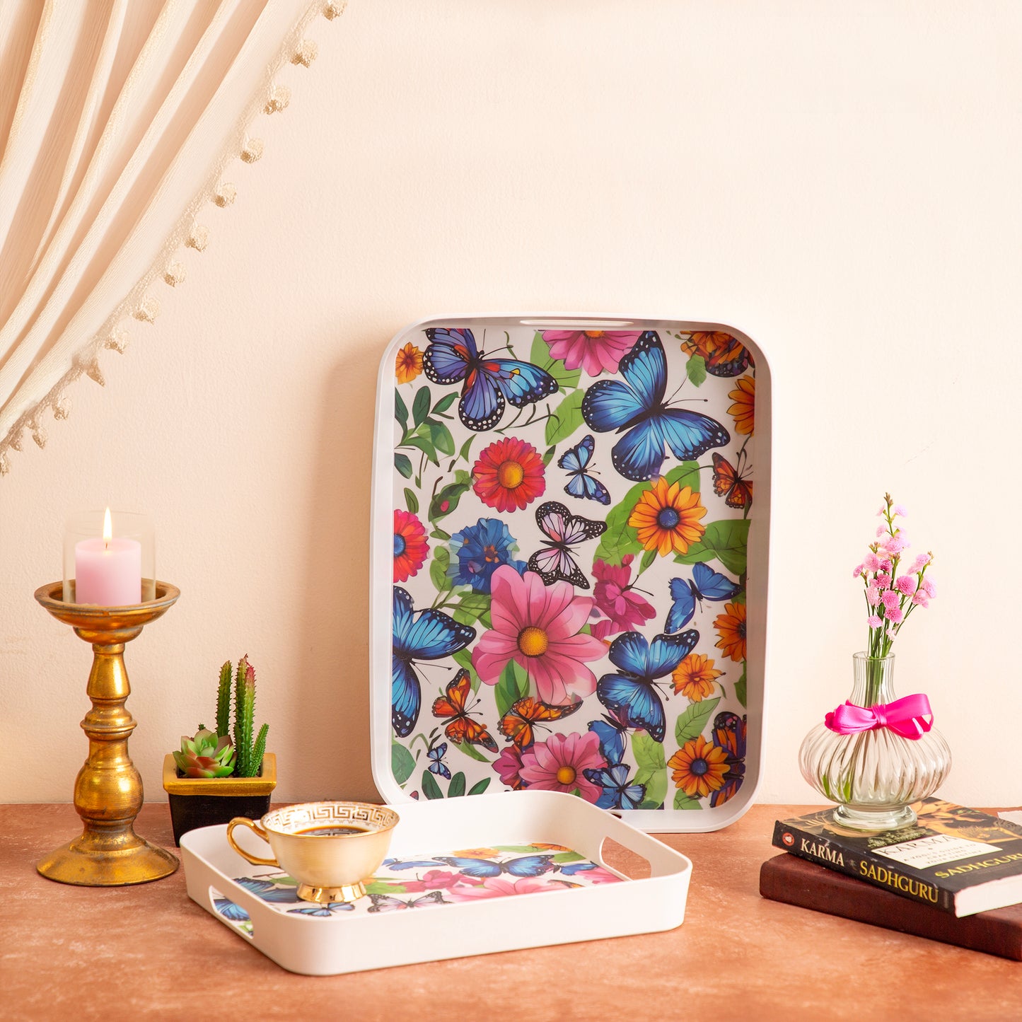 Fluttering Butterflies Bamboo Serving Trays
