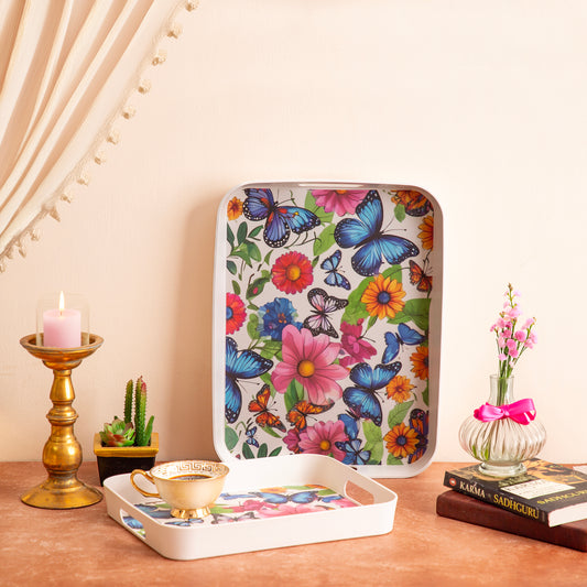 Fluttering Butterflies Bamboo Serving Trays