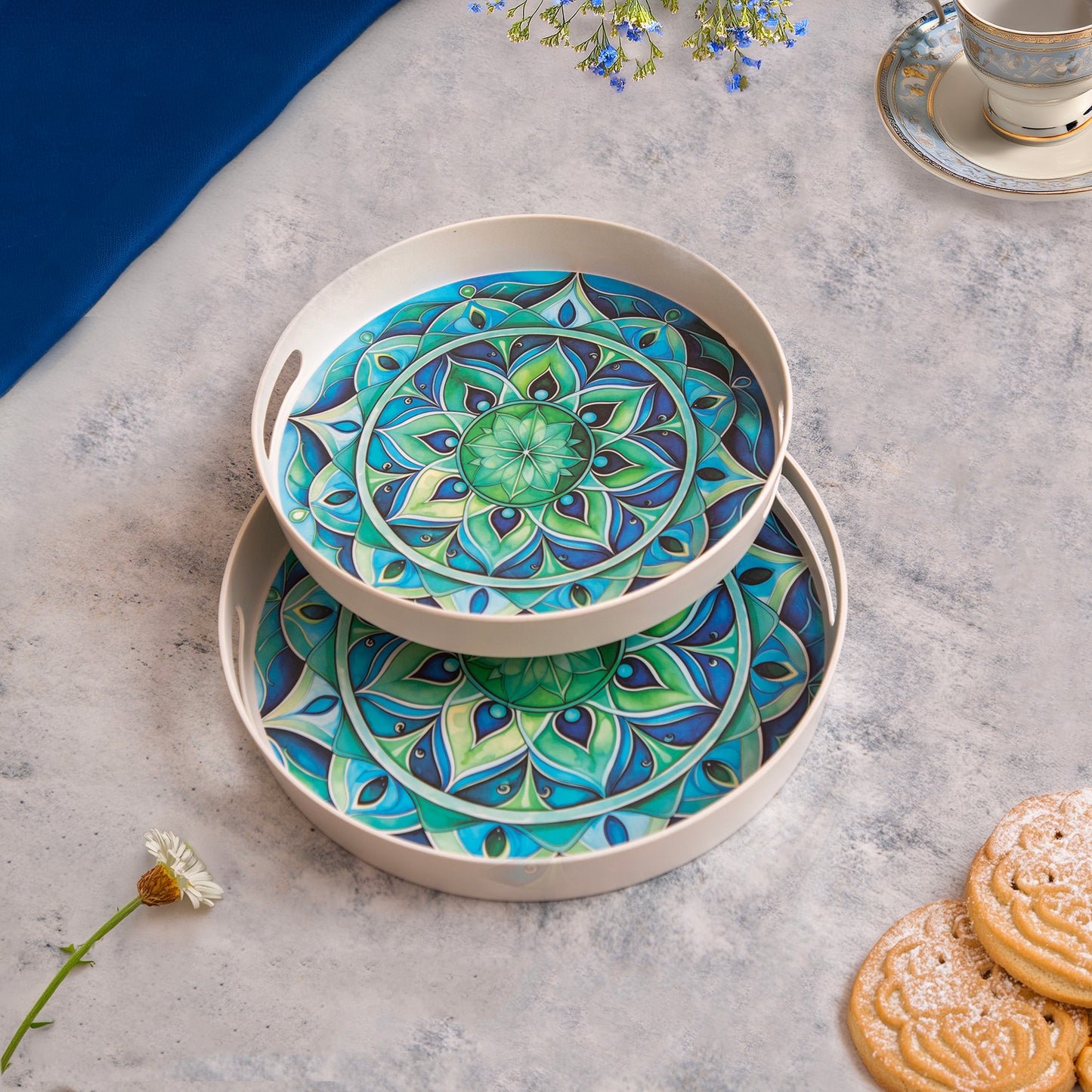 Aqua Dreamy Bamboo Serving Trays