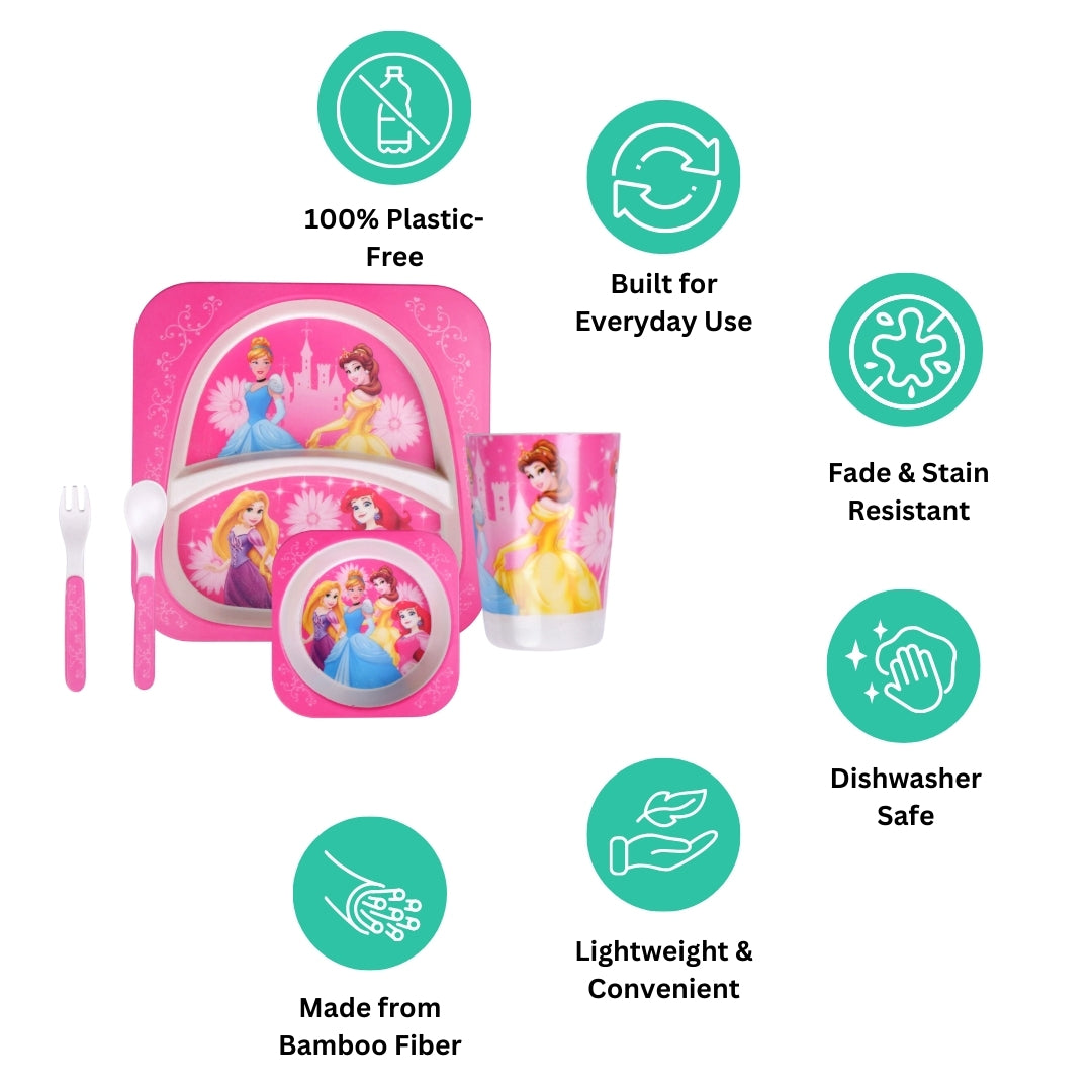 Disney Princess Bamboo Kids Dinner /Feeding Set of 5