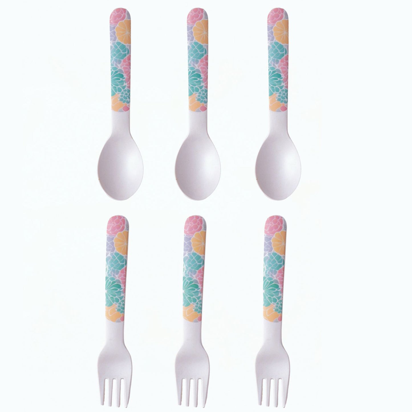Spring Hues Bamboo Table Spoon and Fork- Set of 6