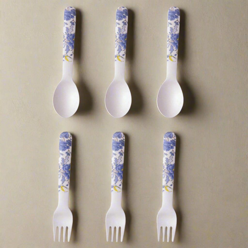 Breezy Blooms Table Bamboo Spoon and Fork- Set of 6