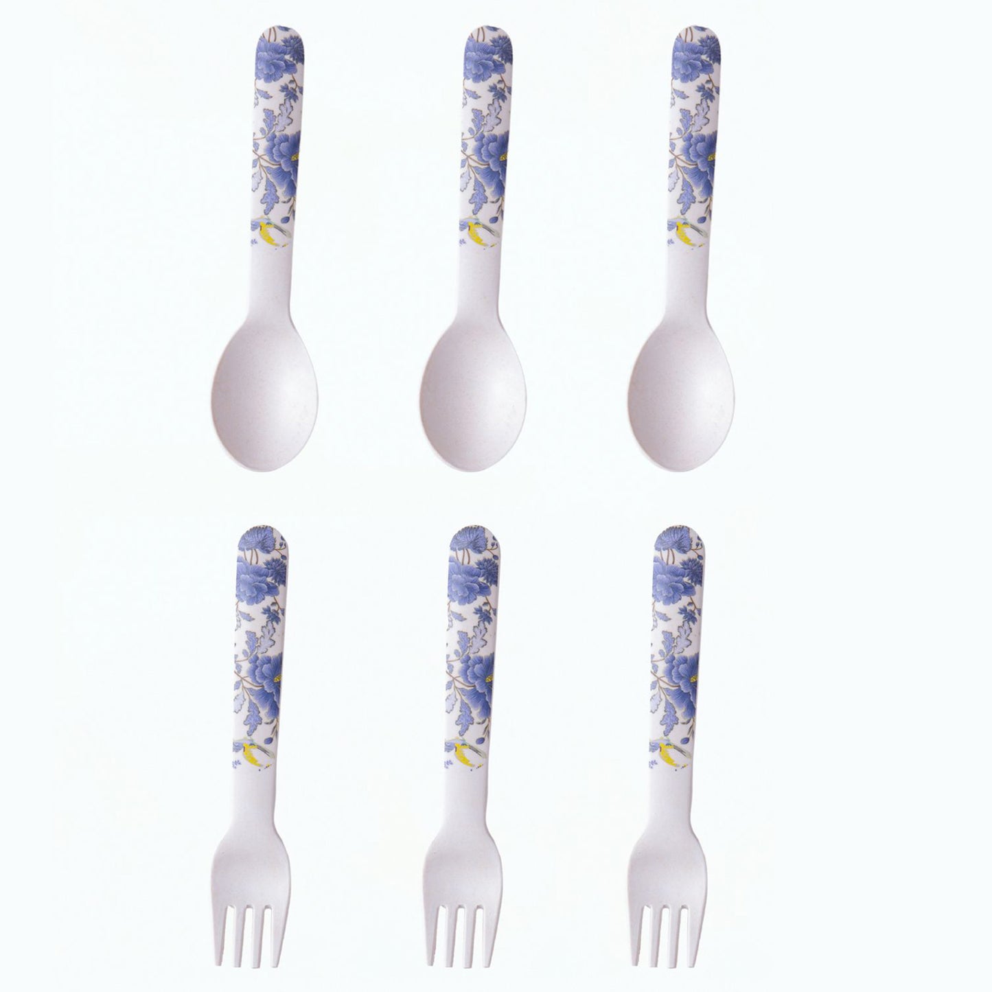 Breezy Blooms Table Bamboo Spoon and Fork- Set of 6