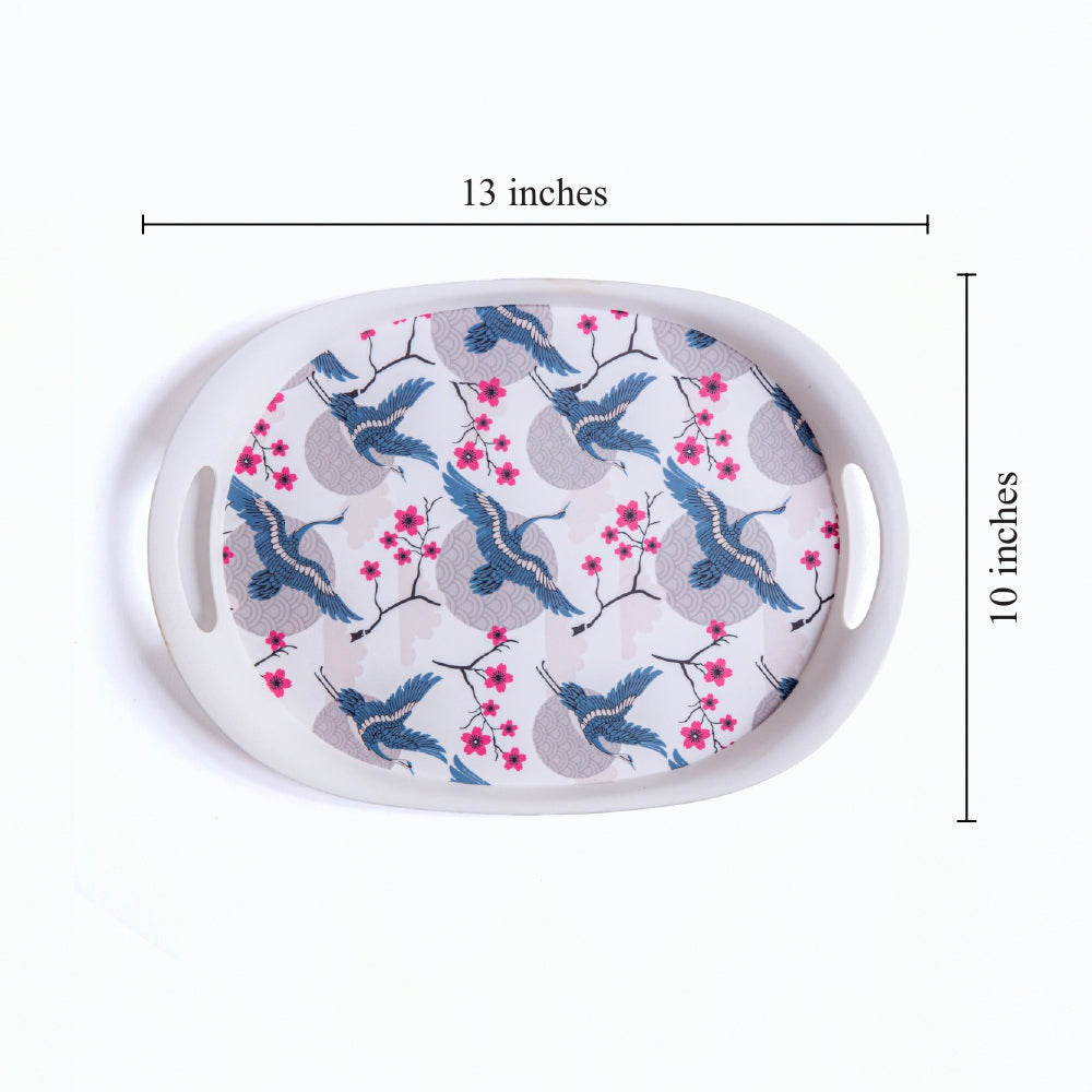 Bluebird Blossom Bamboo Flat Serving Tray