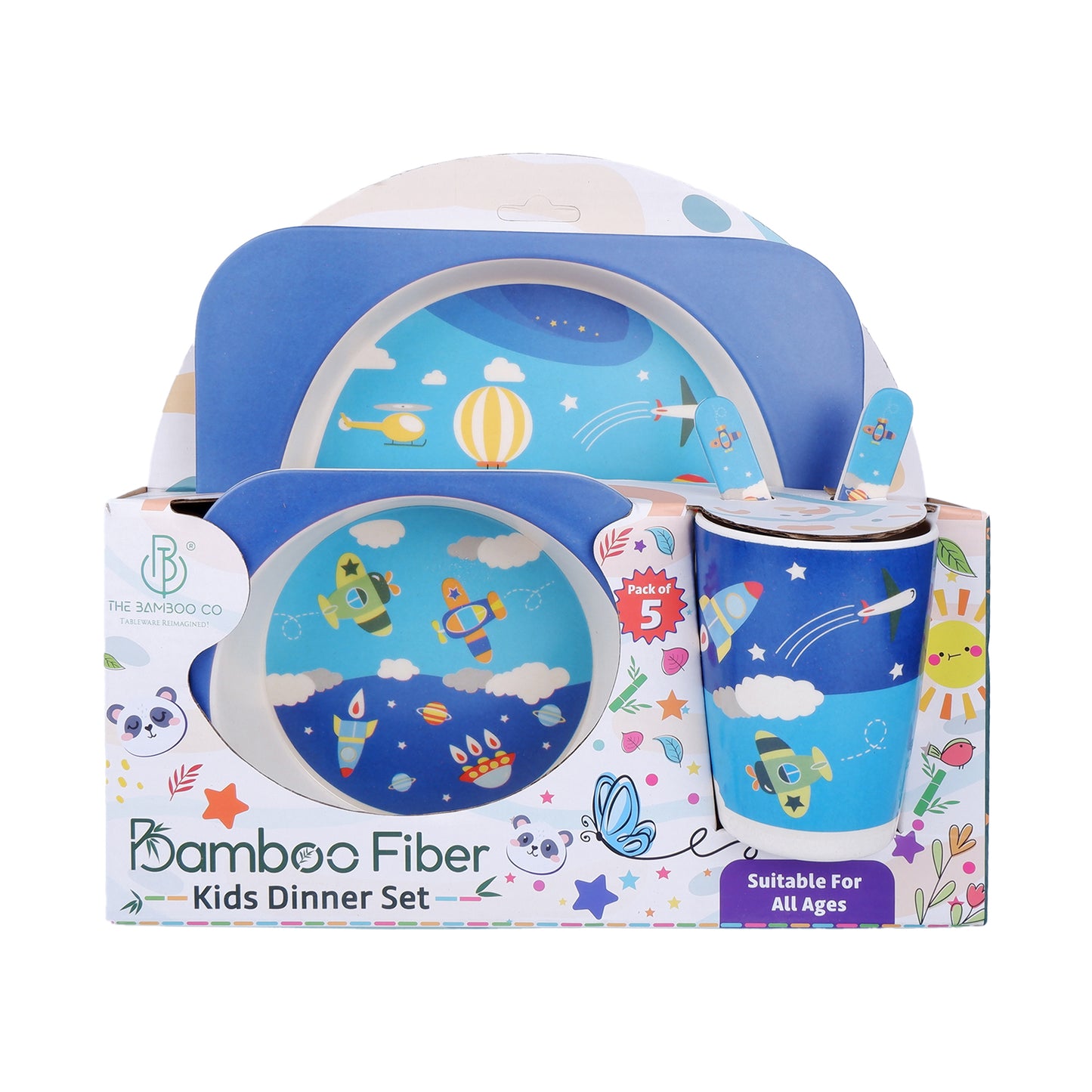 Stellar Starship Bamboo Kids Dinner /Feeding Set of 5