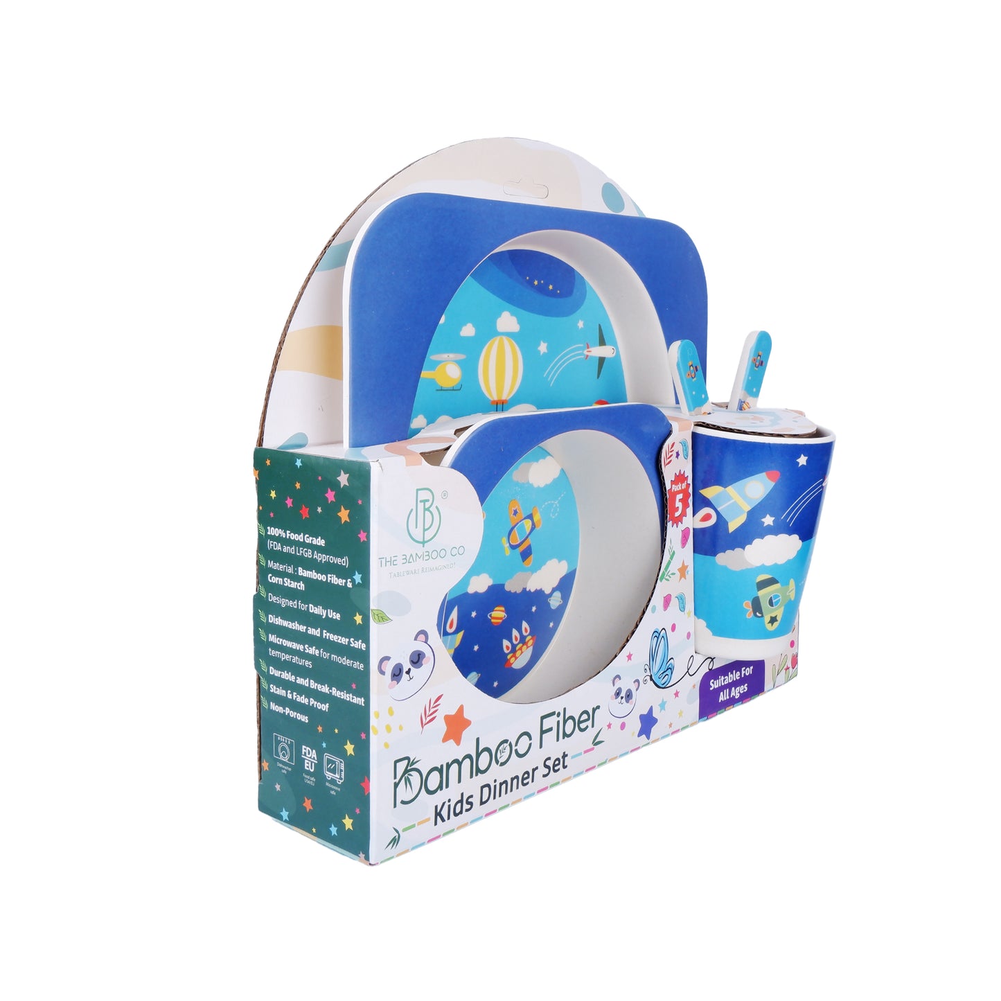 Stellar Starship Bamboo Kids Dinner /Feeding Set of 5