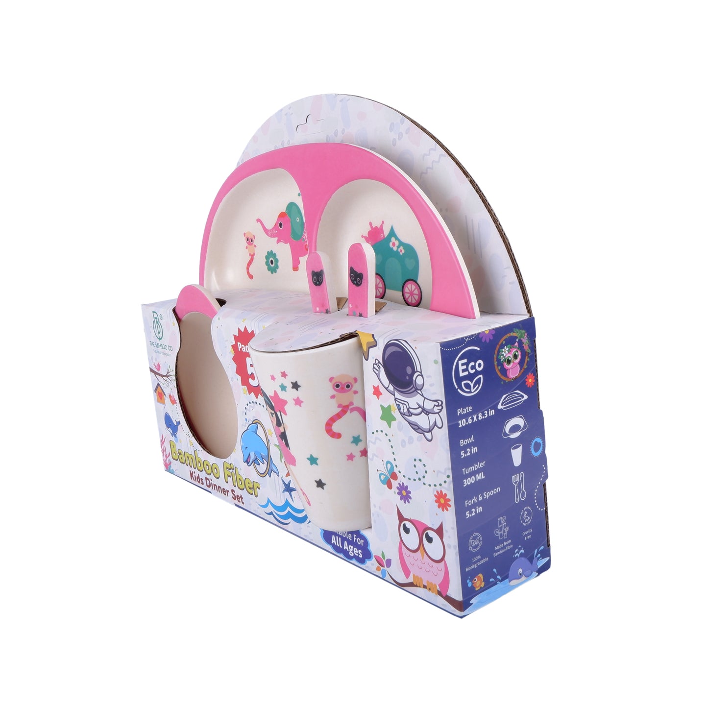 Pinky Princess' Castle Bamboo Kids Dinner /Feeding Set of 5
