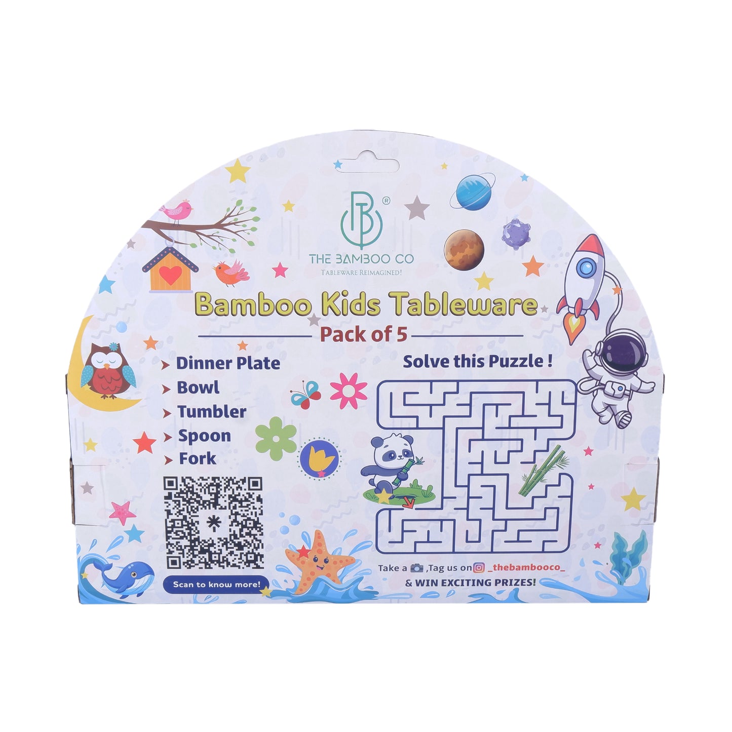 Observant Owl Bamboo Kids Dinner /Feeding Set of 5