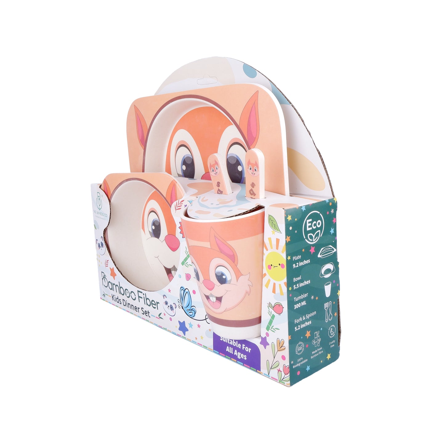 Snappy Squirrel Bamboo Kids Dinner /Feeding Set of 5