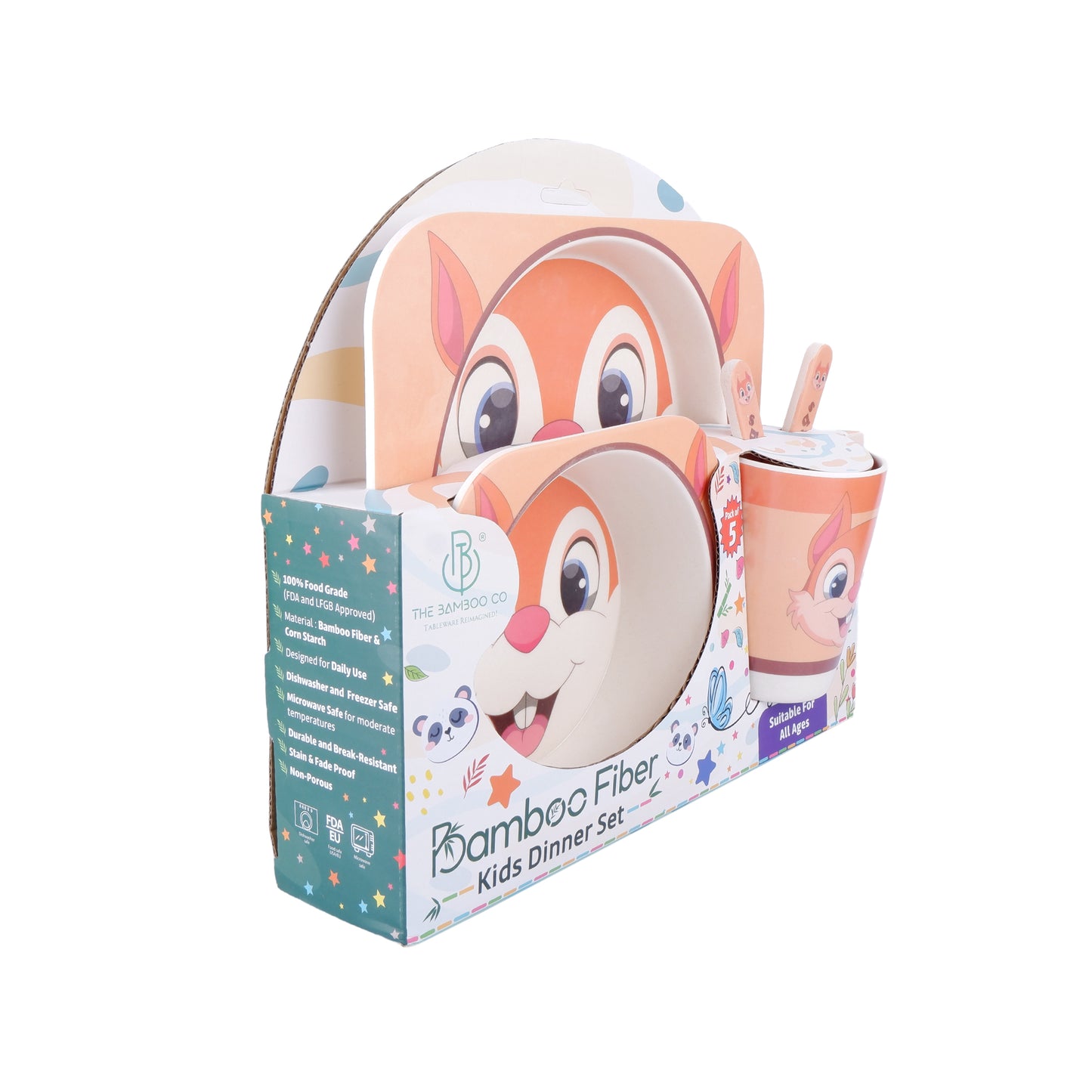 Snappy Squirrel Bamboo Kids Dinner /Feeding Set of 5