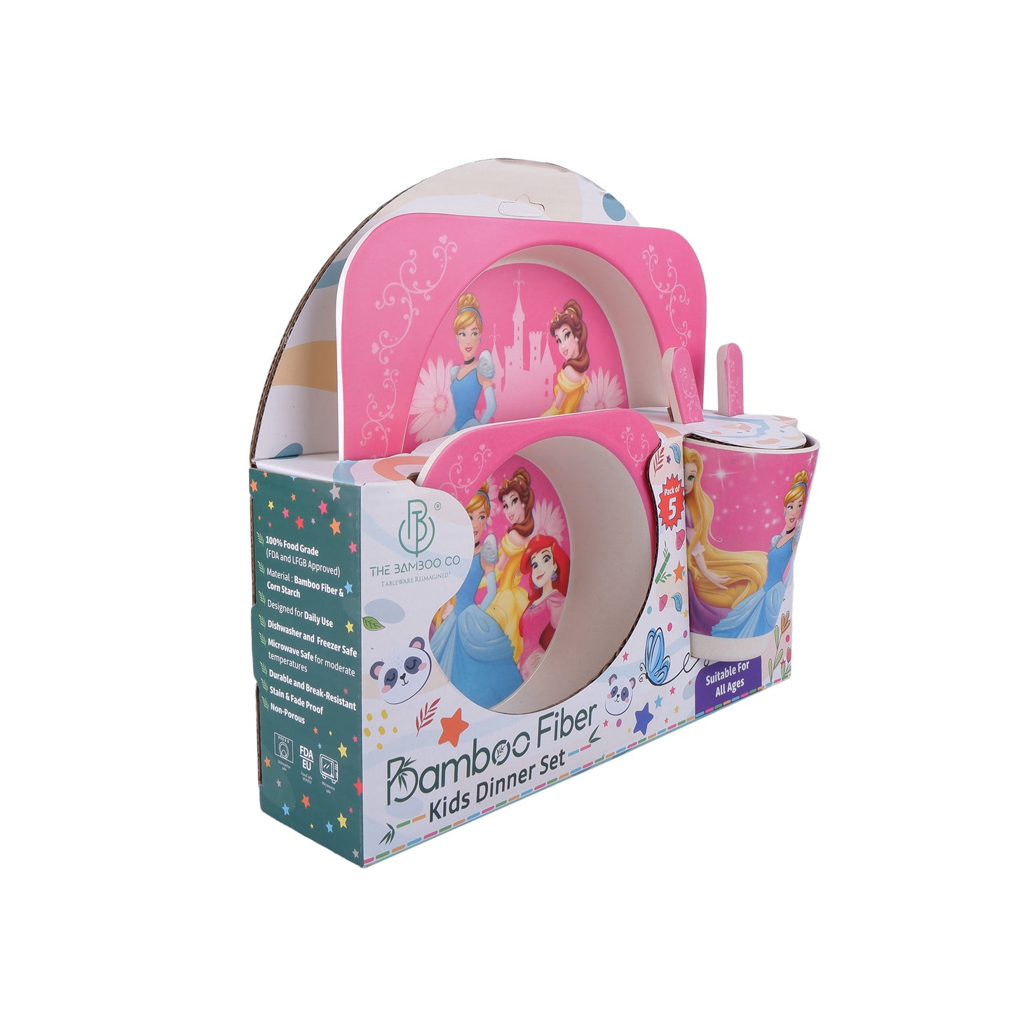 Disney Princess Bamboo Kids Dinner /Feeding Set of 5