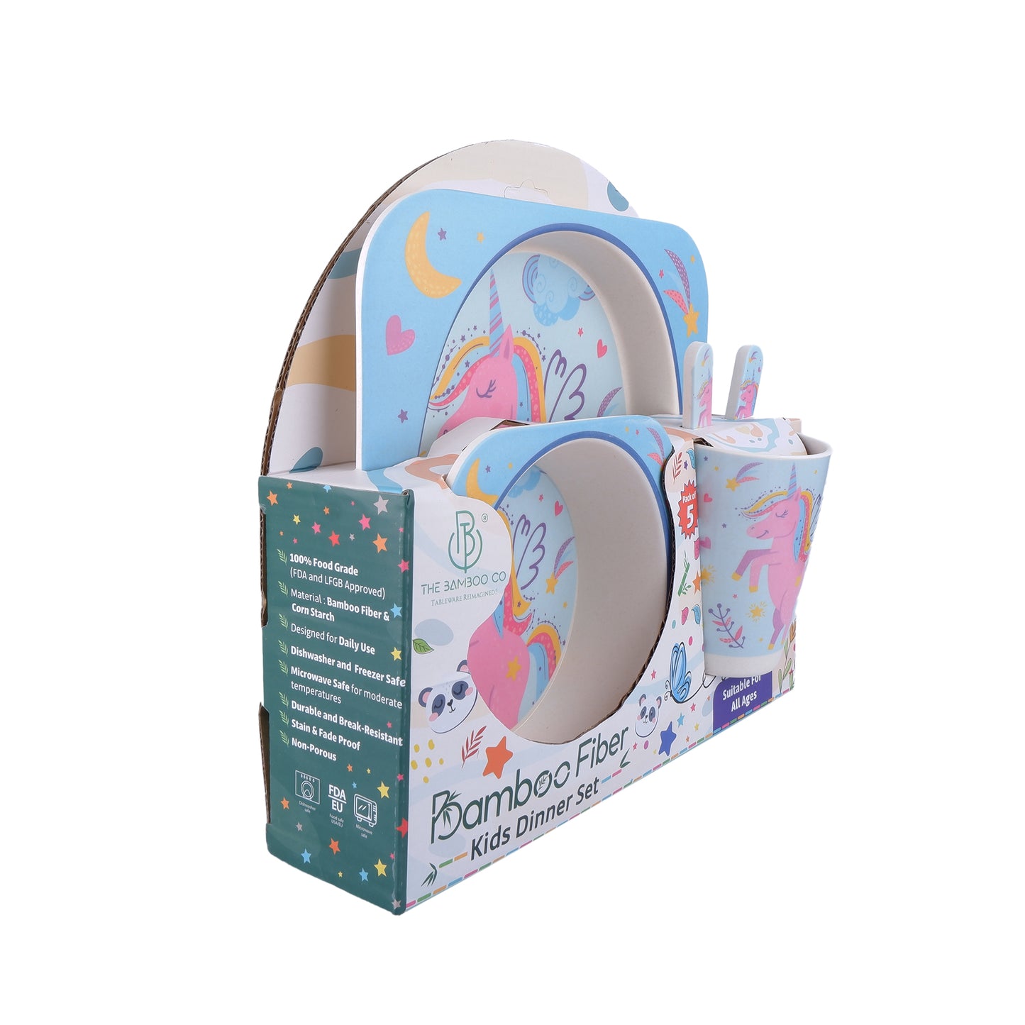 The Unicorn In the Sky Bamboo Kids Dinner /Feeding Set of 5