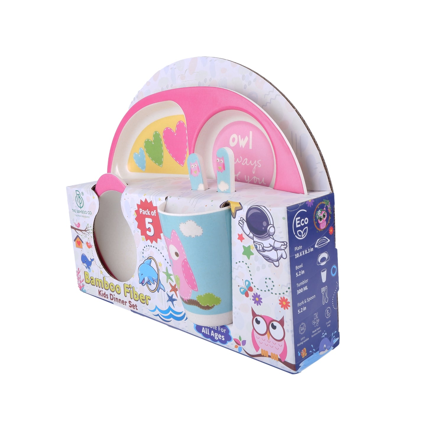 Observant Owl Bamboo Kids Dinner /Feeding Set of 5