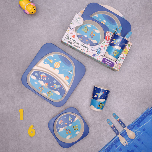 Stellar Starship Bamboo Kids Dinner /Feeding Set of 5