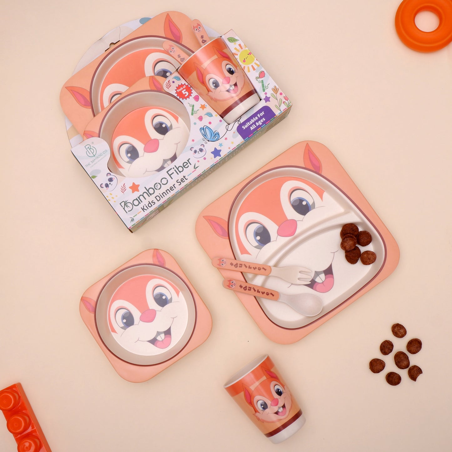 Snappy Squirrel Bamboo Kids Dinner /Feeding Set of 5