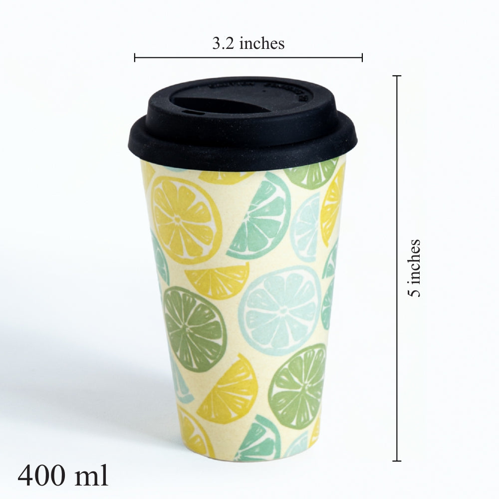 Sunny Lemon / Mixed Fruit Bamboo Travel Coffee Mug (Silicone Lid)