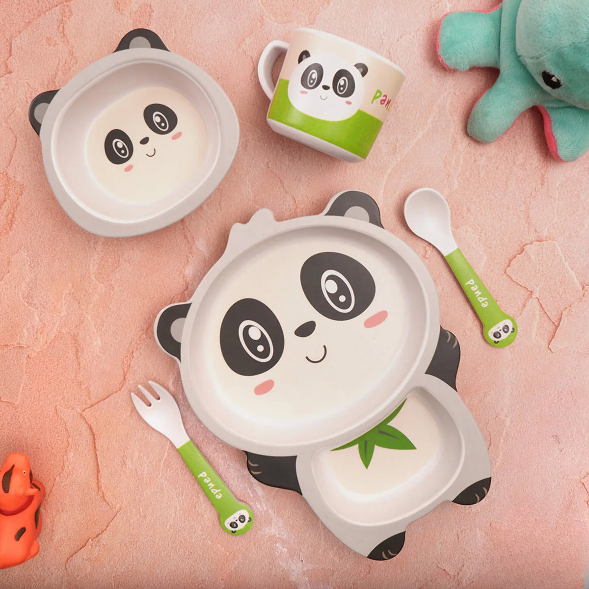 Playful Panda Bamboo Kids Dinner /Feeding Set of 5