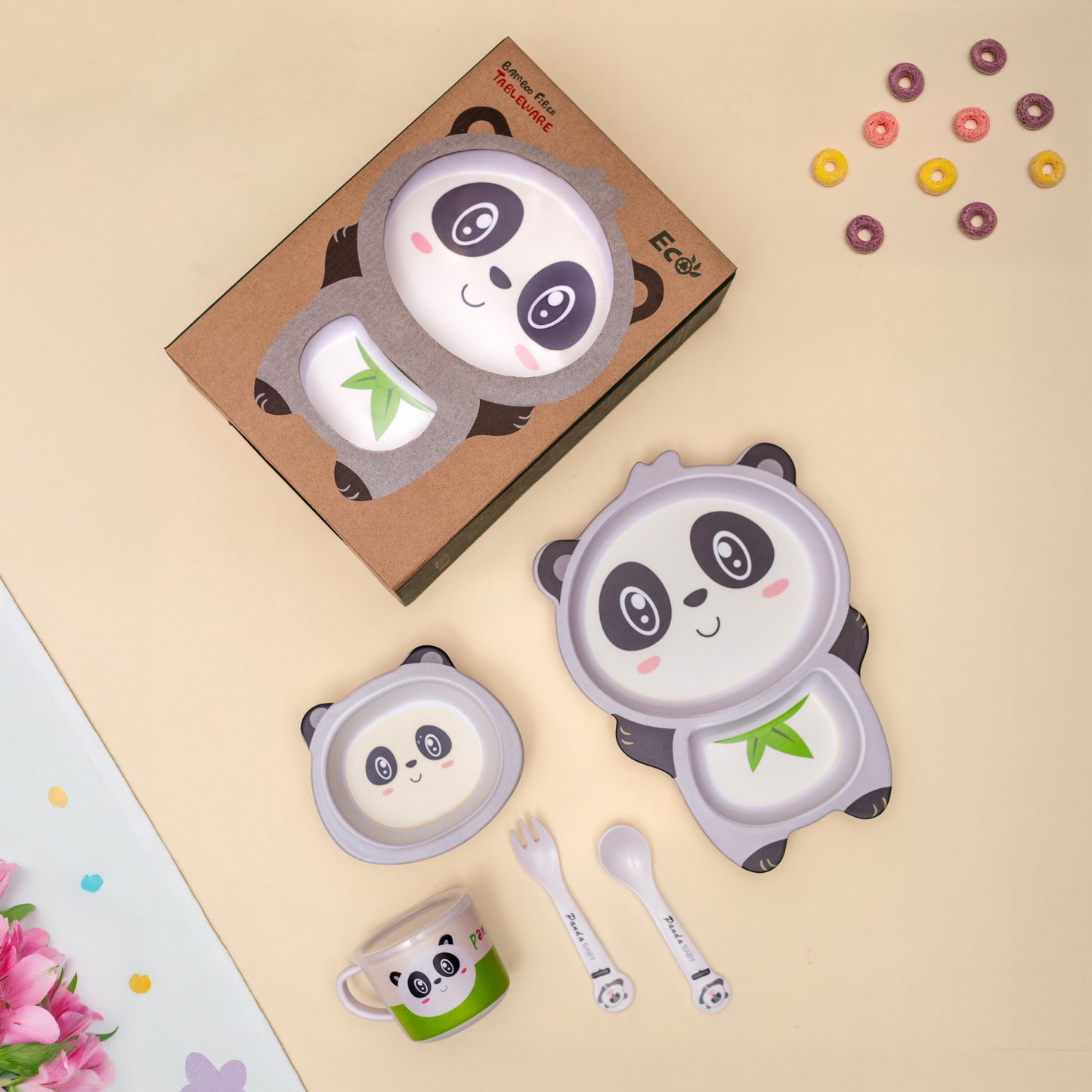 Playful Panda Bamboo Kids Dinner /Feeding Set of 5