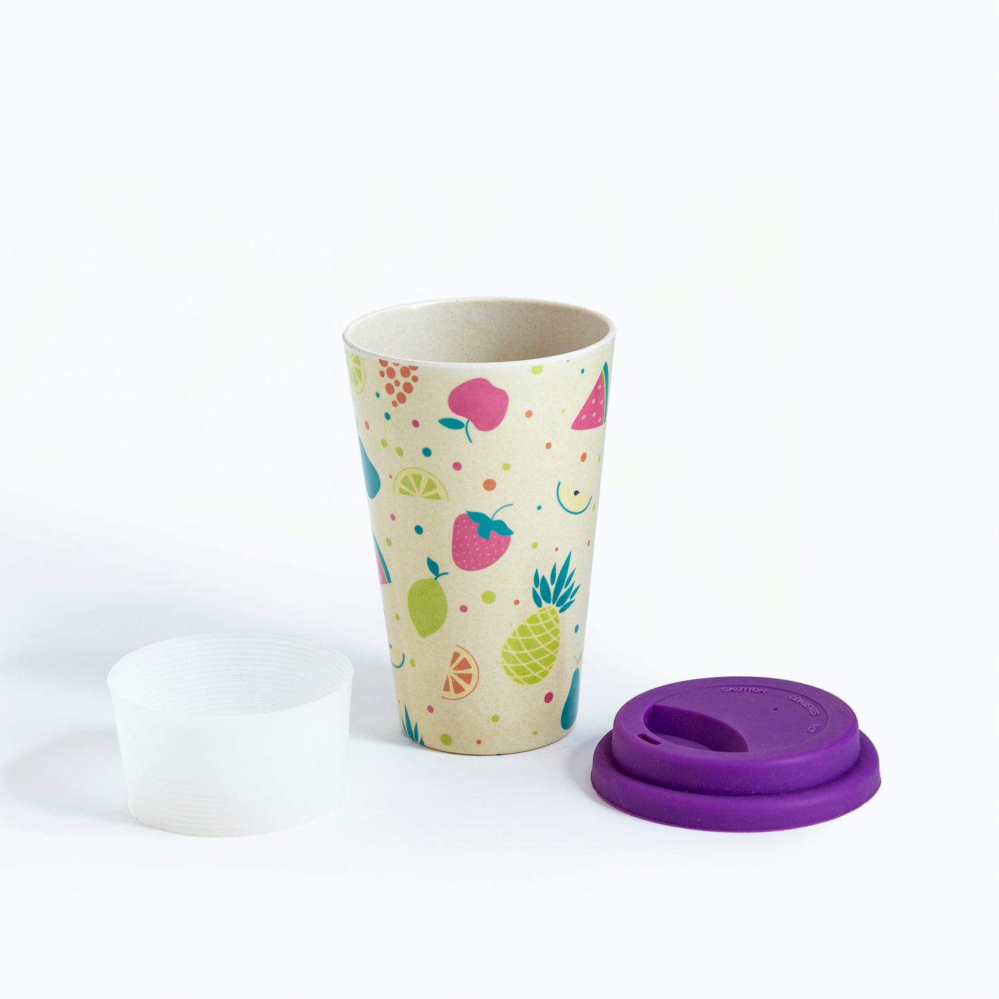 Sunny Lemon / Mixed Fruit Bamboo Travel Coffee Mug (Silicone Lid)
