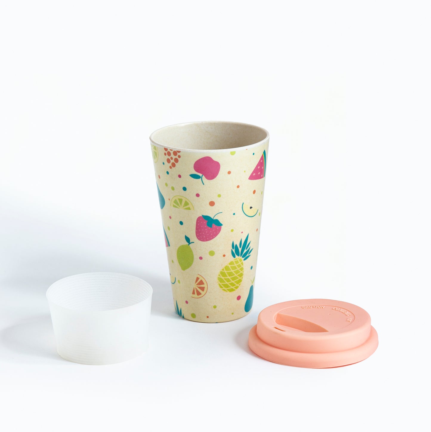 Sunny Lemon / Mixed Fruit Bamboo Travel Coffee Mug (Silicone Lid)