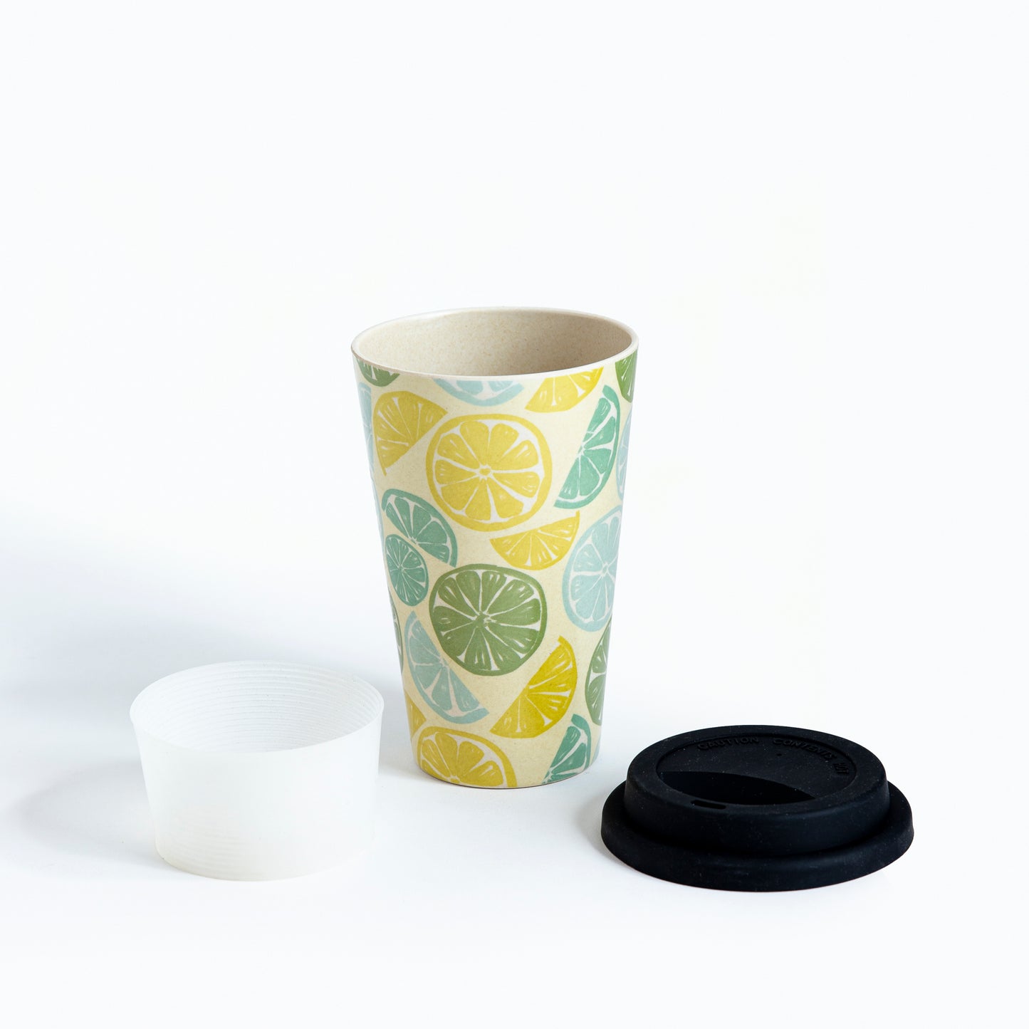 Sunny Lemon / Mixed Fruit Bamboo Travel Coffee Mug (Silicone Lid)