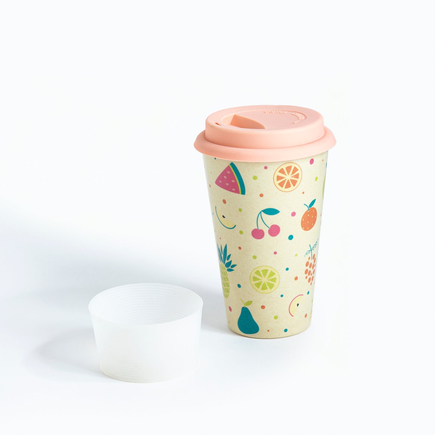 Sunny Lemon / Mixed Fruit Bamboo Travel Coffee Mug (Silicone Lid)