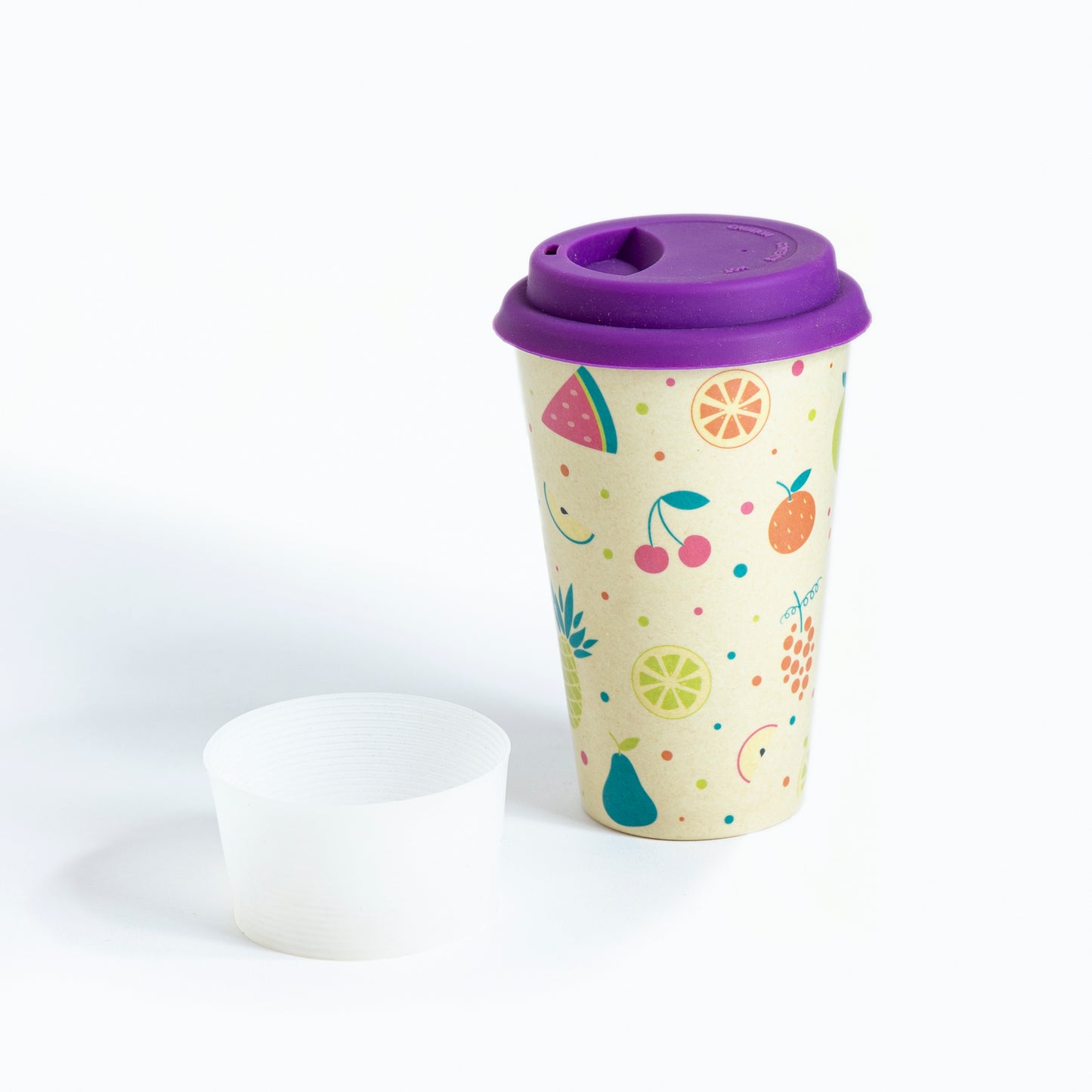 Sunny Lemon / Mixed Fruit Bamboo Travel Coffee Mug (Silicone Lid)