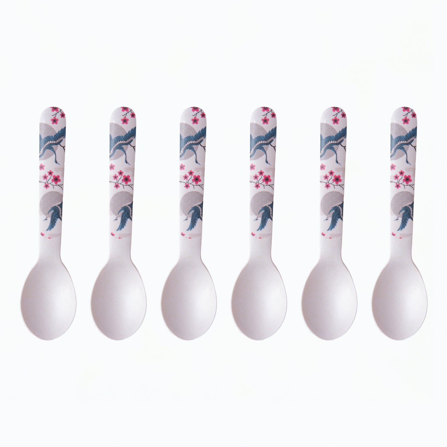 Blue Bird Blossom Table Bamboo Spoon and Fork- Set of 6