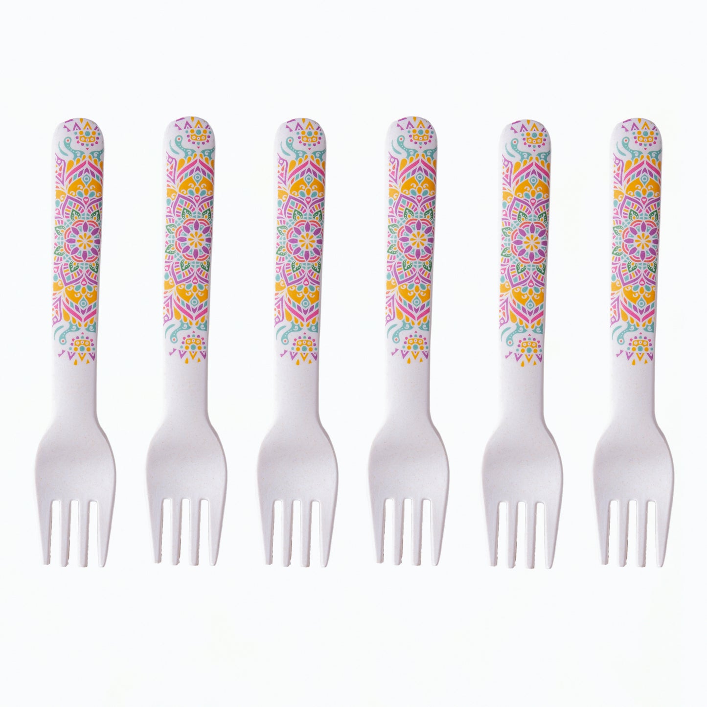 Sunrise Mandala Table Bamboo Spoon and Fork- Set of 6
