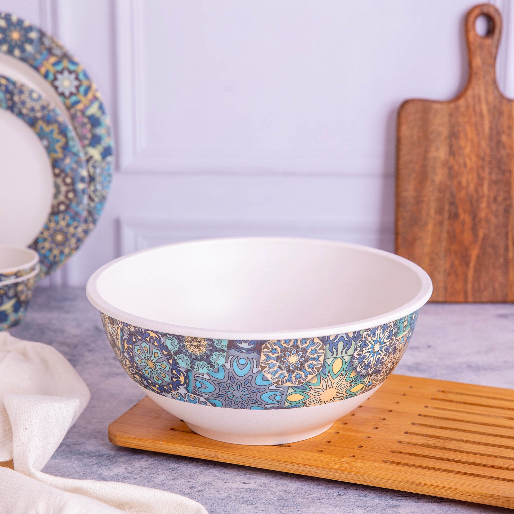 Mystic Blue Mandala Bamboo Large Serving Bowl – The Bamboo Co
