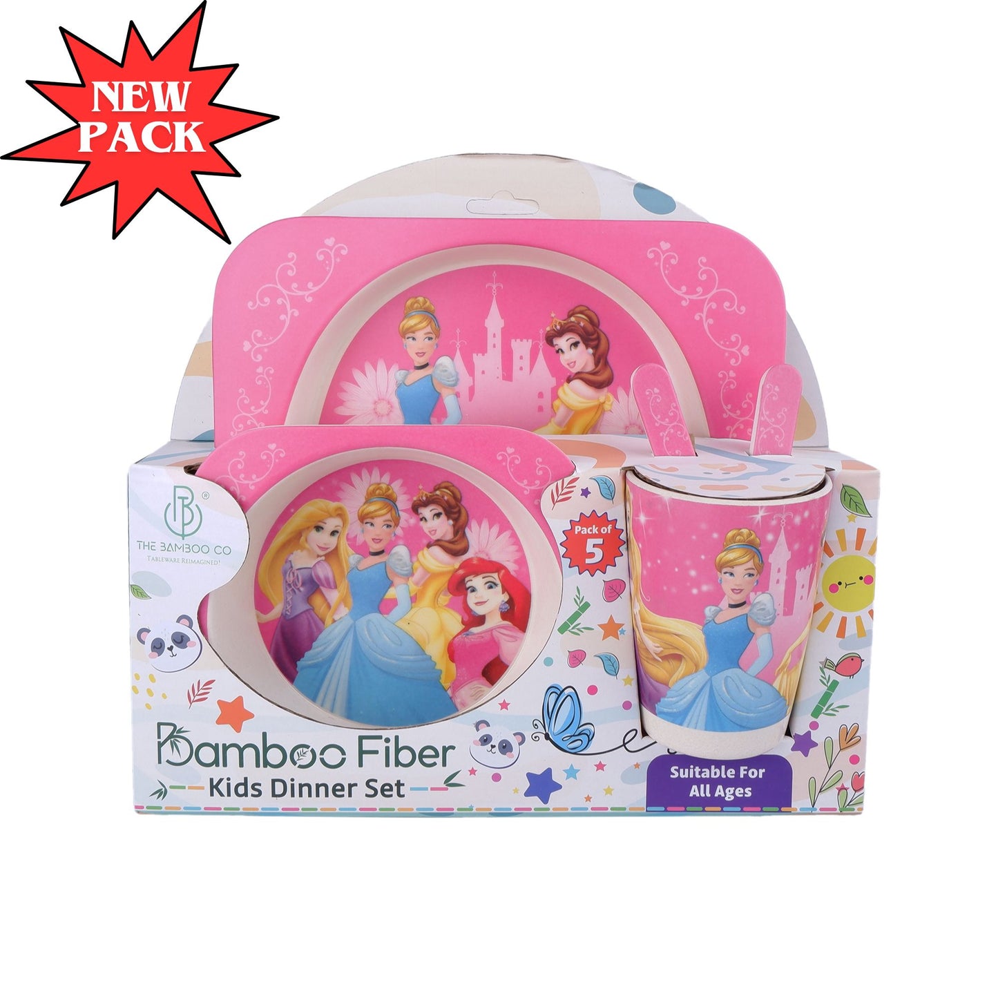 Disney Princess Bamboo Kids Dinner /Feeding Set of 5
