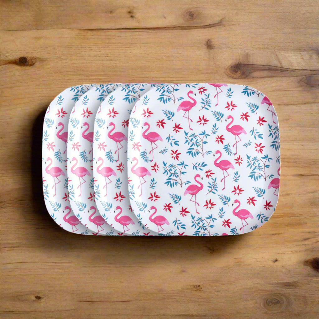 Pink Flamingo Paradise Bamboo Dinner Plates - Set of 1 / 4
