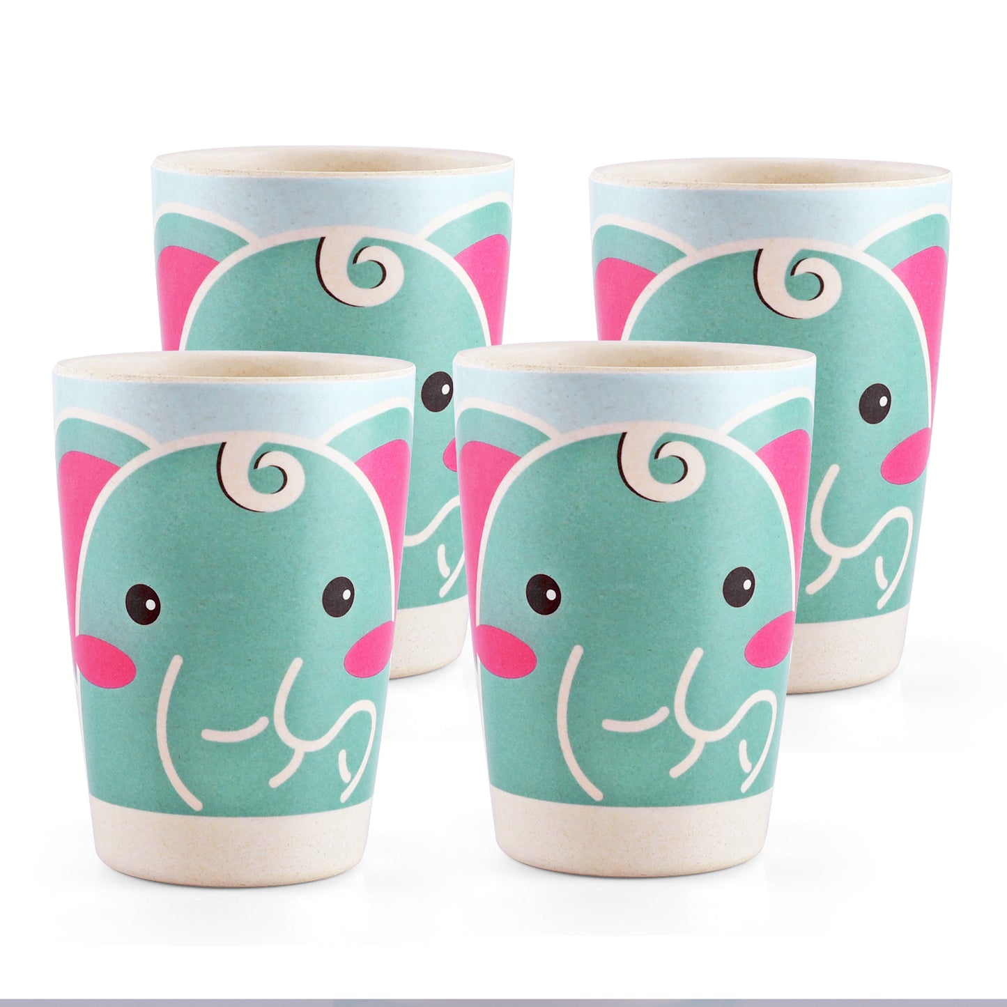 Cutie Elephant Kids Drinking Bamboo Glass- Set of 4