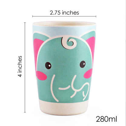 Cutie Elephant Kids Drinking Bamboo Glass- Set of 4