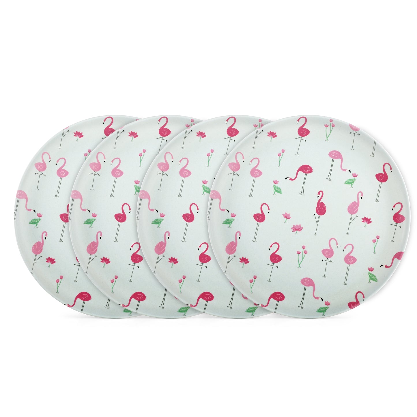 Pink Flamingo Bamboo Dinner Plate -Set of 4