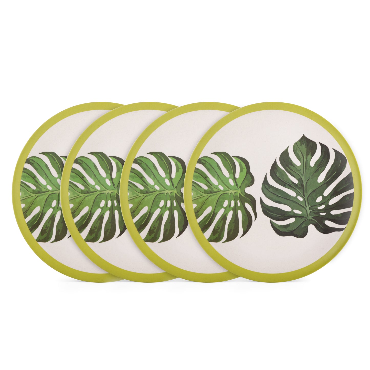 Stylish Leafy Bamboo Dinner Plate -Set of 4