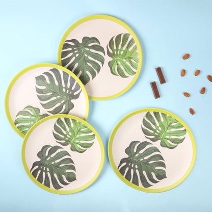 Stylish Leafy Bamboo Dinner Plate -Set of 4