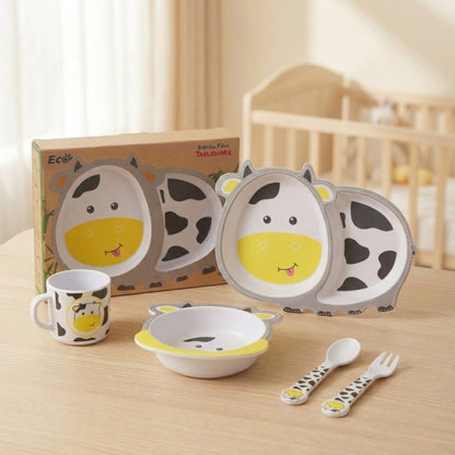 Chubby Cow Bamboo Kids Dinner /Feeding Set of 5