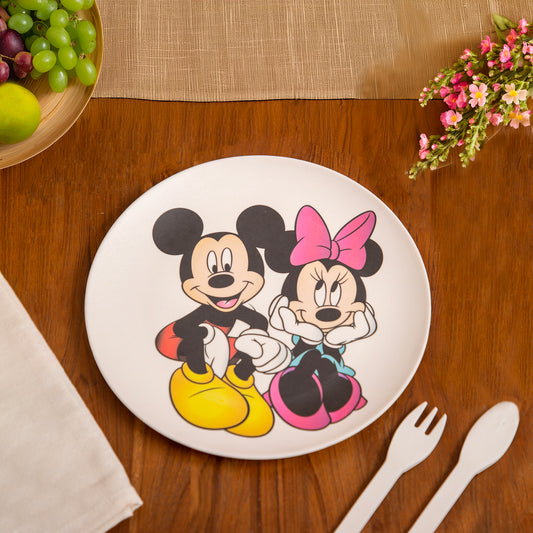 Micky & Minnie in Wonderland Bamboo Dinner Plate For Kids