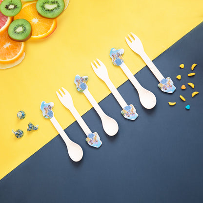 Royal Princess Kids Eating / Feeding Bamboo Spoons & Forks- Set of 6