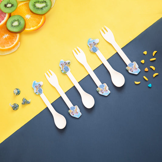 Royal Princess Kids Eating / Feeding Bamboo Spoons & Forks- Set of 6