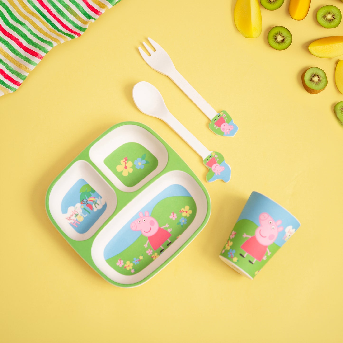 Peppa Pig's Playtime Bamboo Kids Dinner /Feeding Set of 4