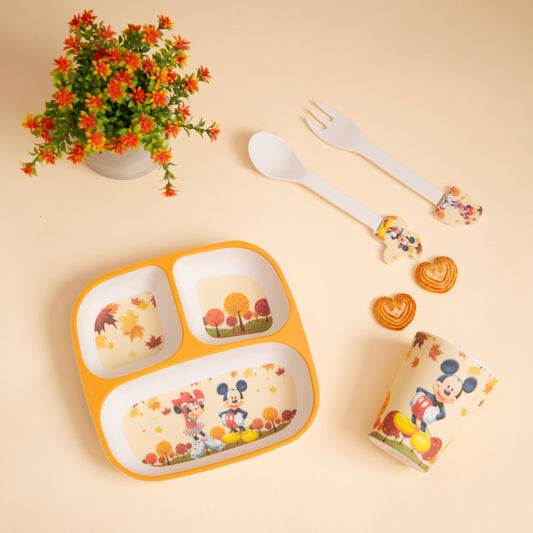 Mickey & Minnie Mouse Bamboo Kids Dinner /Feeding Set of 4