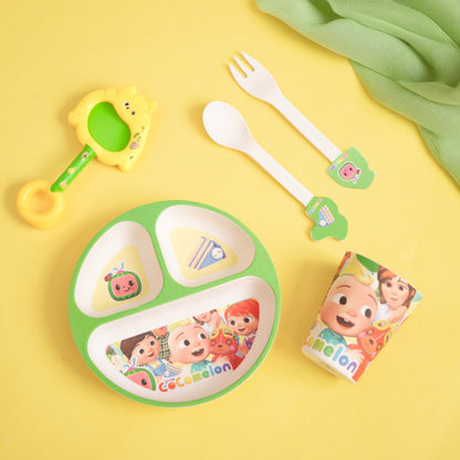 Cheerful Cocomelon Bamboo Kids Dinner /Feeding Set of 4