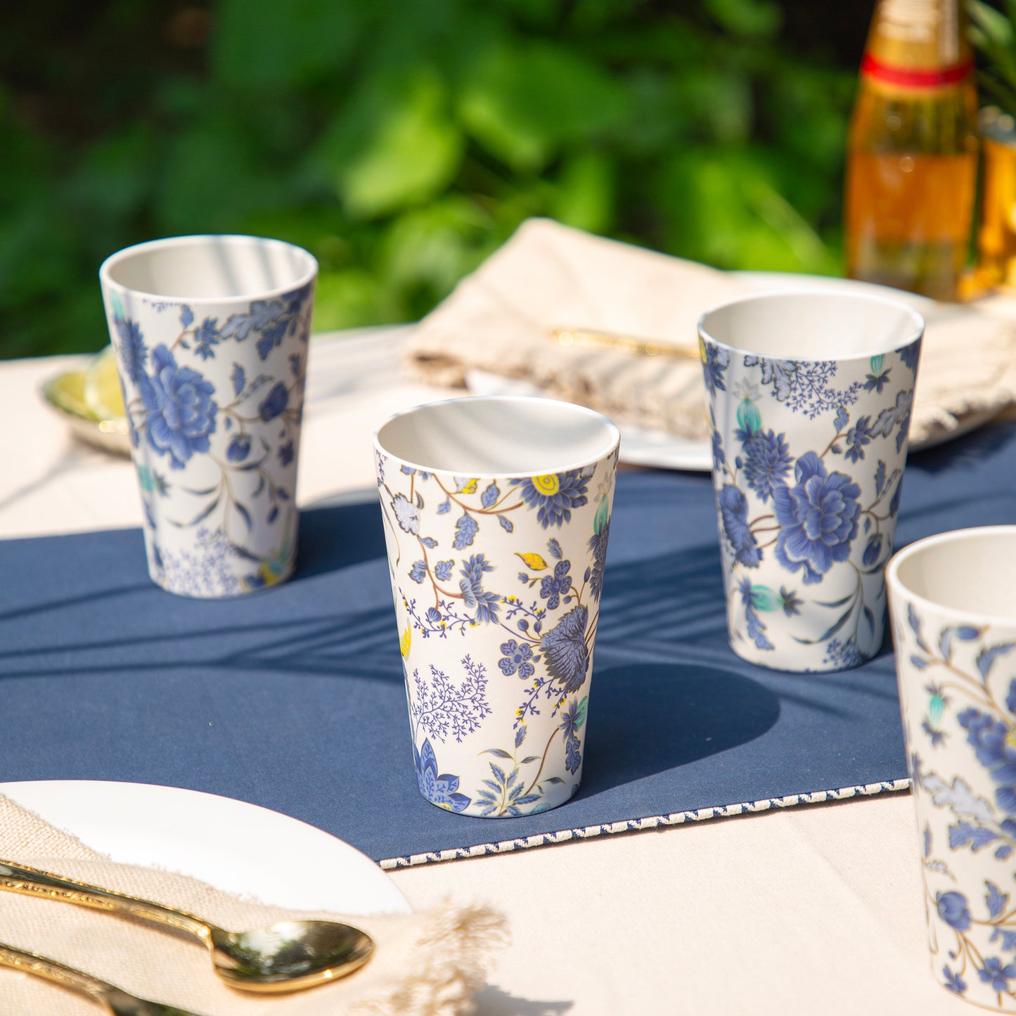 Breezy Blooms  Bamboo Water & Juice Glasses- Set of 4