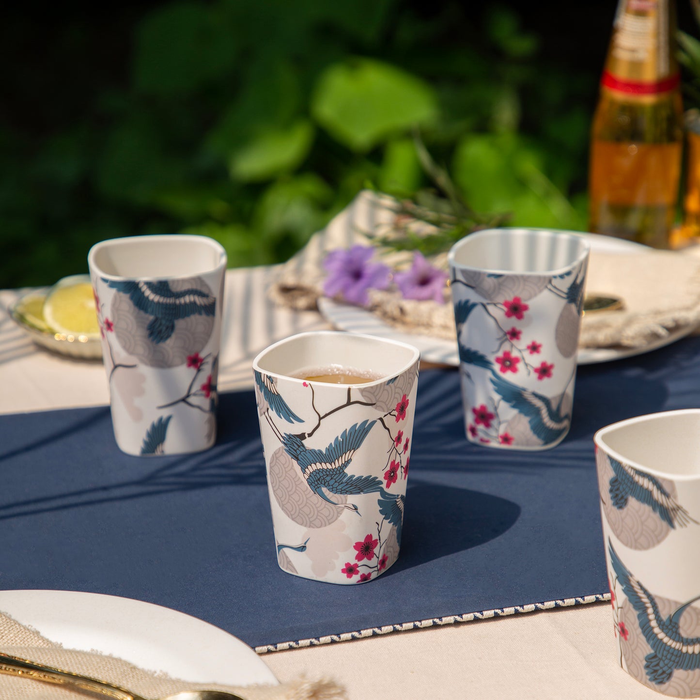 Blue Bird Bamboo Water & Juice Glasses- Set of 4