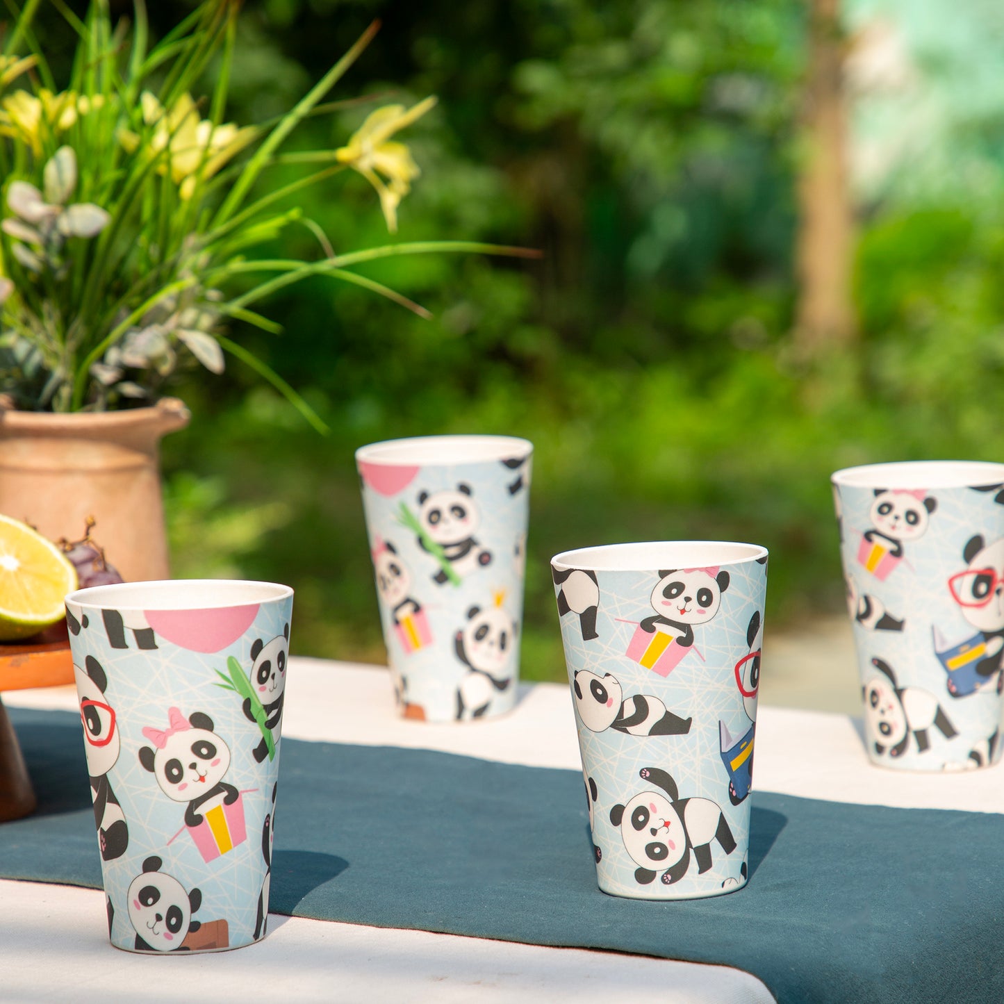 Panda Playtime Bamboo Water & Juice Glasses- Set of 4