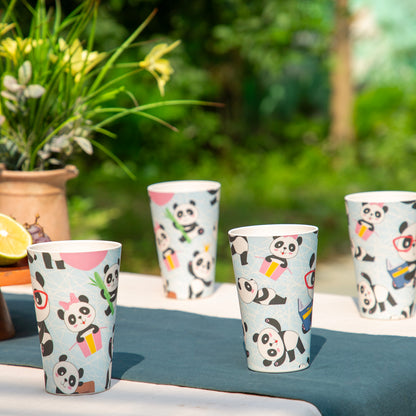 Panda Playtime Bamboo Water & Juice Glasses- Set of 4