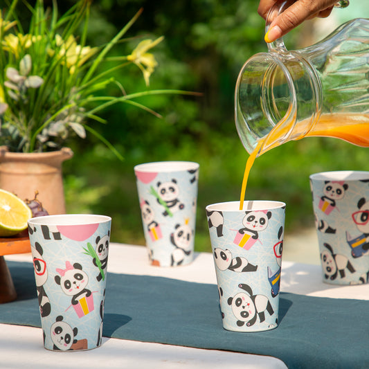 Panda Playtime Bamboo Water & Juice Glasses- Set of 4